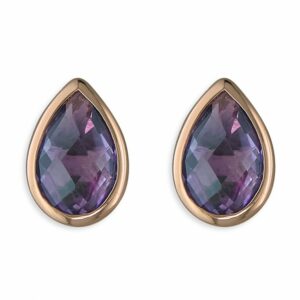 Pear amethyst rose gold-plated s...