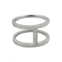 Micro-set double cubic zirconia bands with joining...