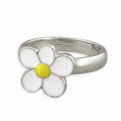 Pippa enamel daisy adjustable ring