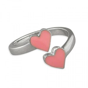 Pippa double heart adjustable ring