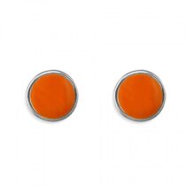 Pippa round orange enamel stud