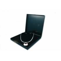 Black plastic hinged necklace box