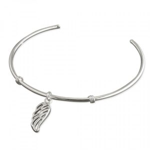 Plain cuff with angel wing charm