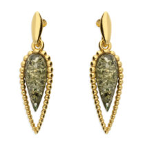 Green amber in a yellow gold-plated, beaded,...