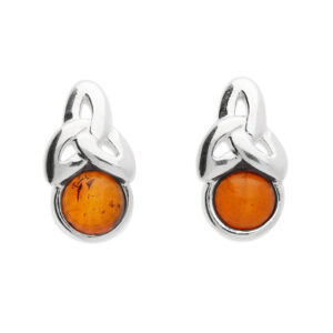 Cognac amber bead with a trefoil knot at the top o...