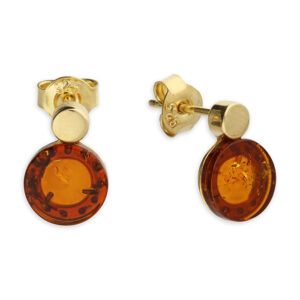 Yellow gold-plated cognac amber...