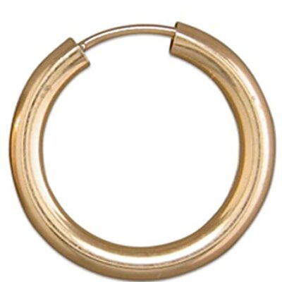 14 x 2mm/Mens-single yellow gold hoop earring