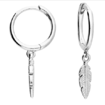 12mm/Feather-charm on hinged huggie